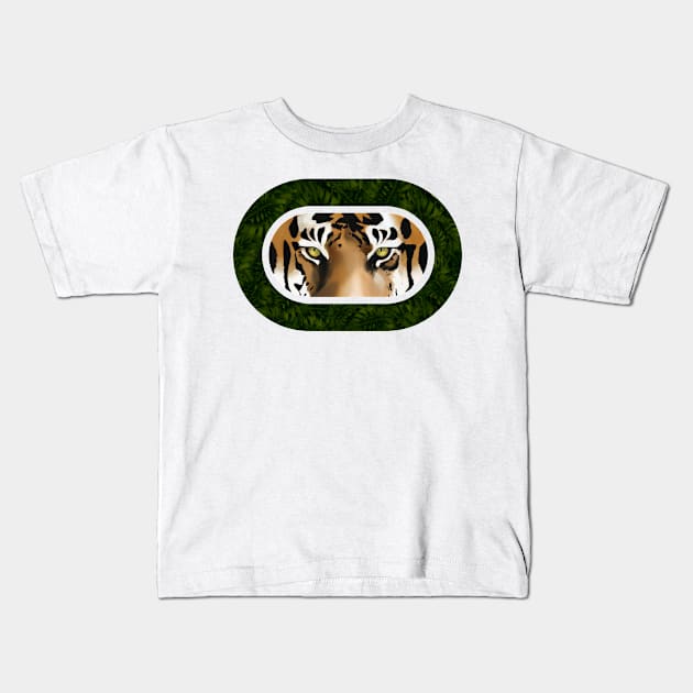 Intense stare from a tiger Kids T-Shirt by Moon Lit Fox